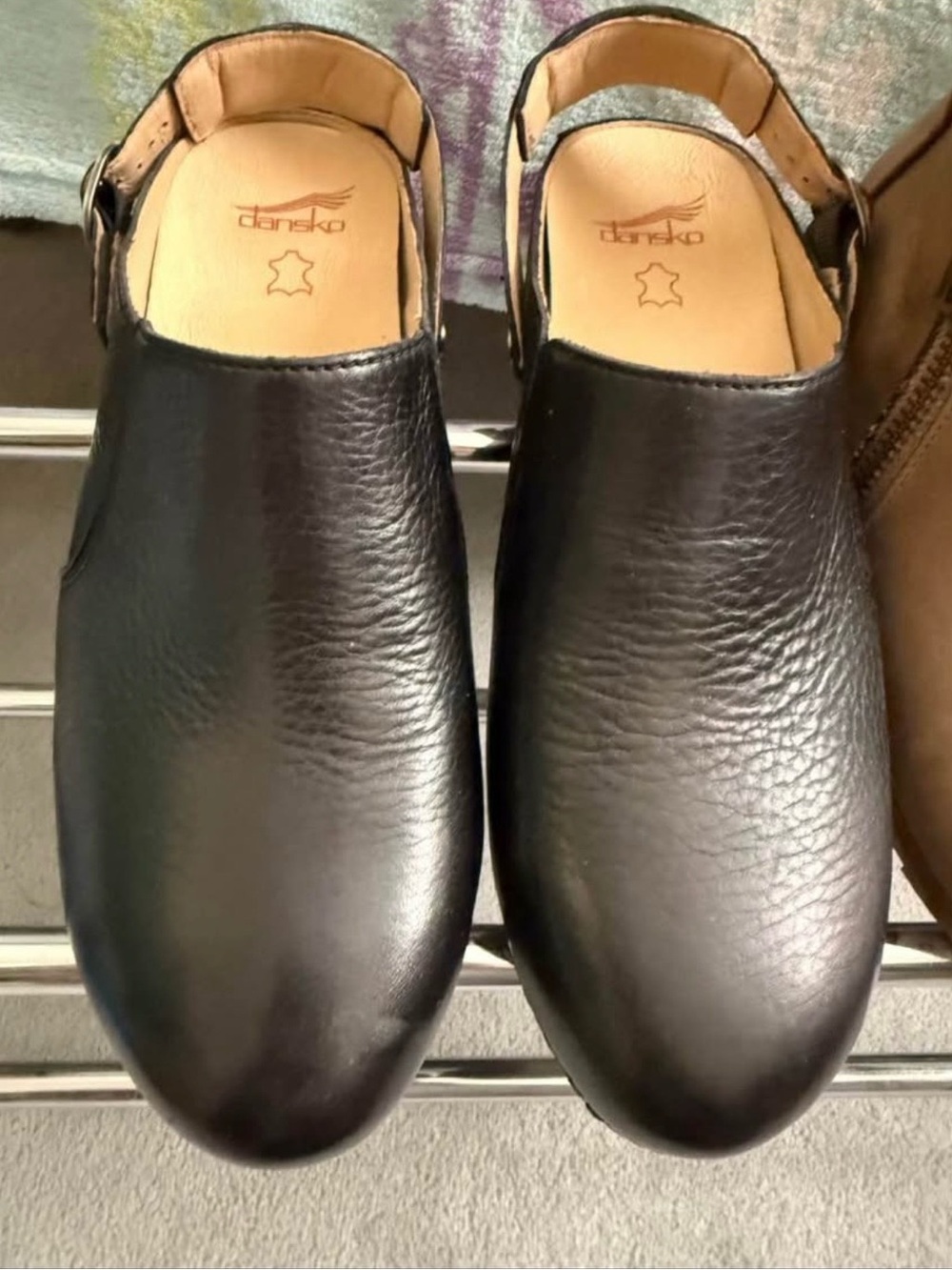 Dansko Black Leather Slip-On Clog with Slingback